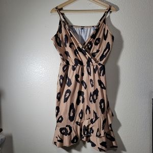 Spaghetti Straps  Elastic Waist Leopard Print Dress